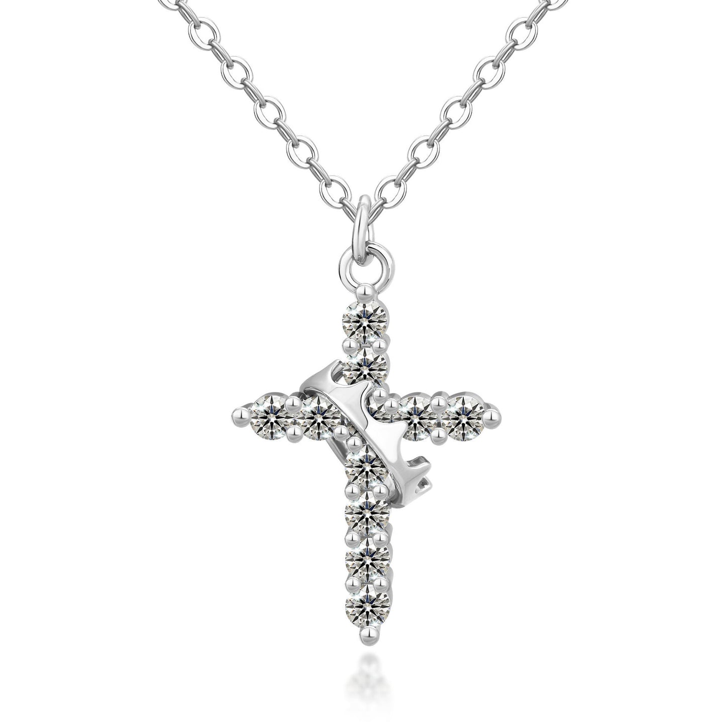 Crown Cross Necklace Zircon Electroplated Adjustable Chain