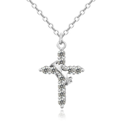 Crown Cross Necklace Zircon Electroplated Adjustable Chain