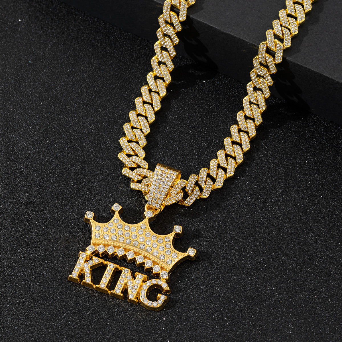 Crown Letter King Pendant Hip Hop Necklace