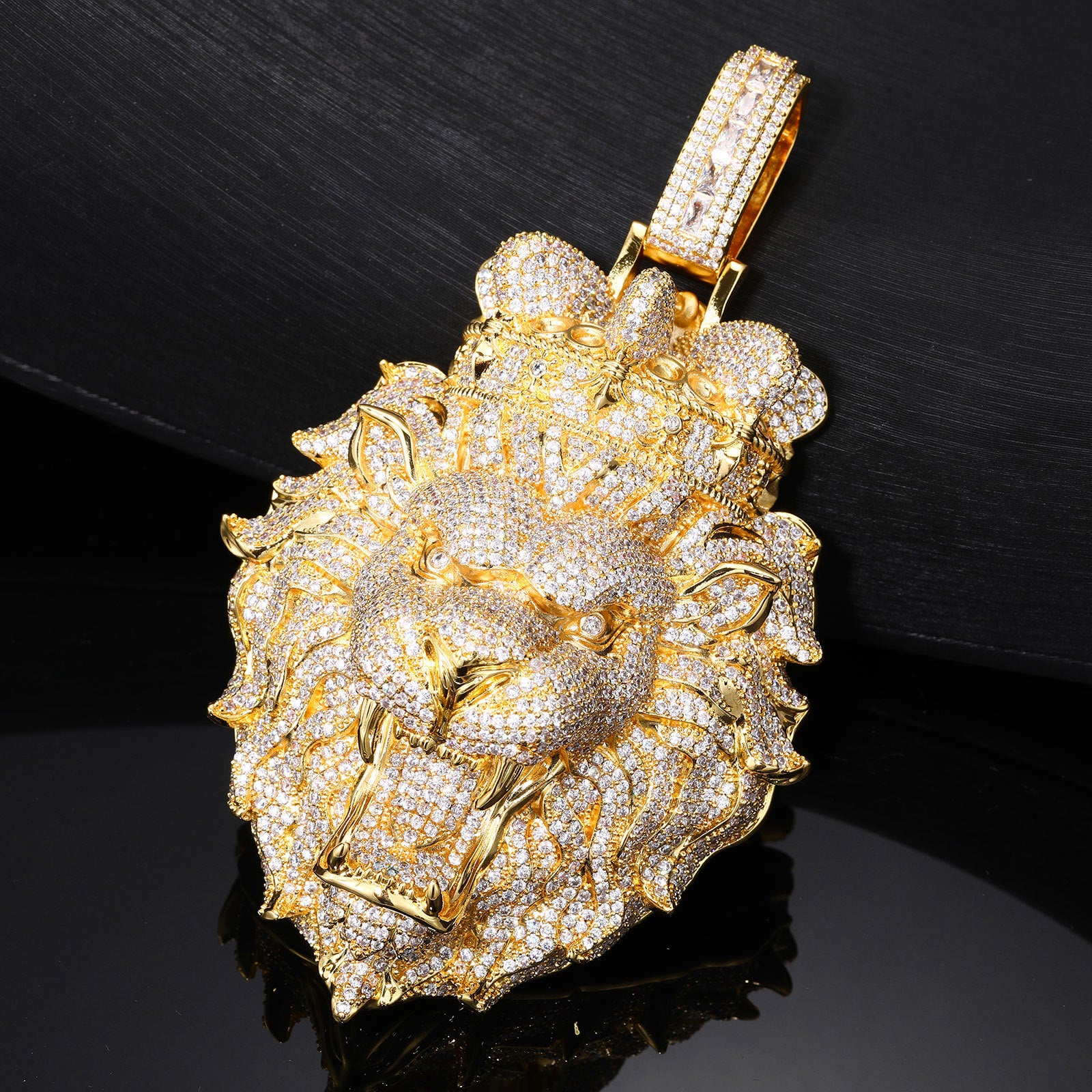 Crown Lion Pendant Zircon Hip Hop Necklace