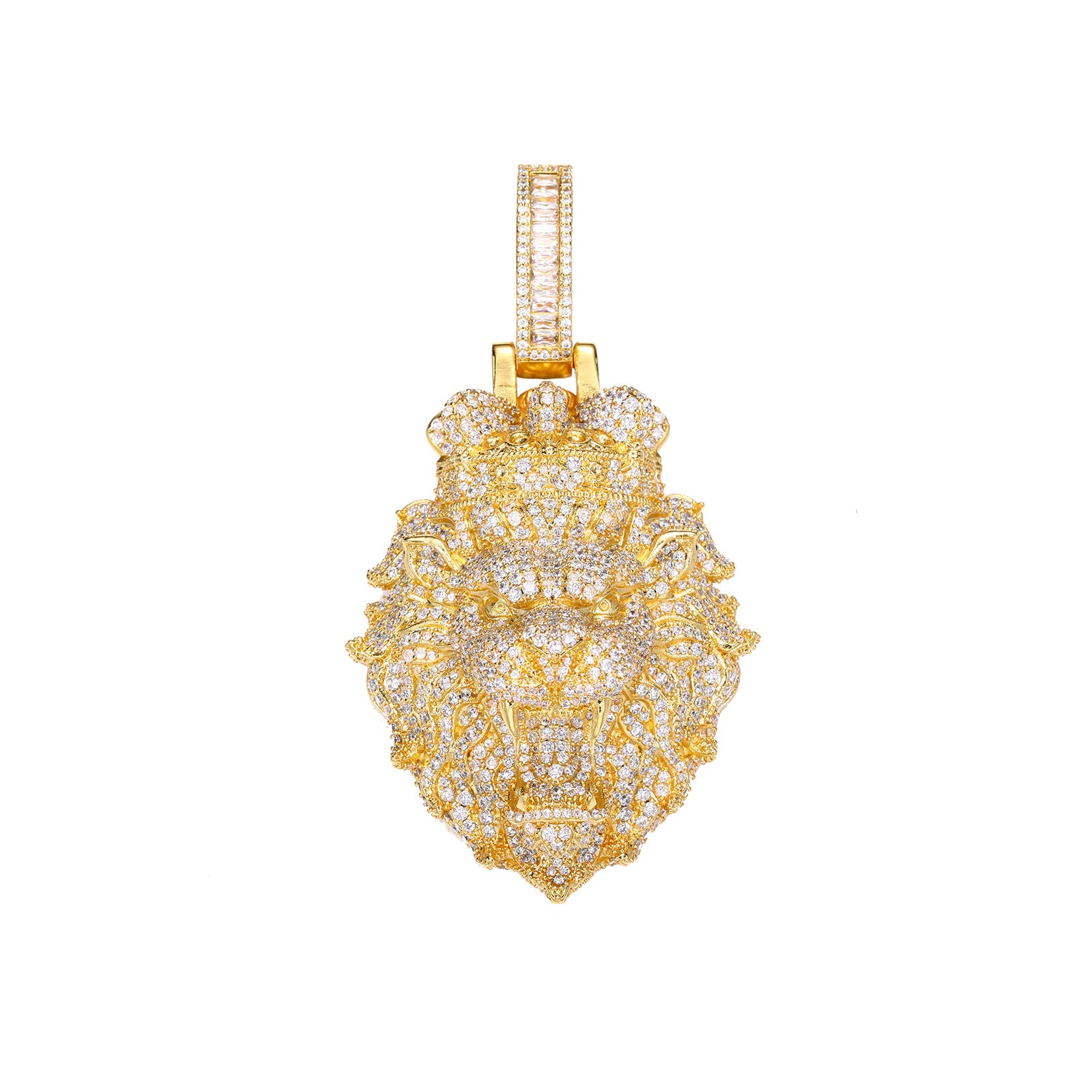 Crown Lion Pendant Zircon Hip Hop Necklace