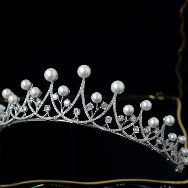 Crown Tiara Bridal Three-Piece Set with Necklace and Earrings