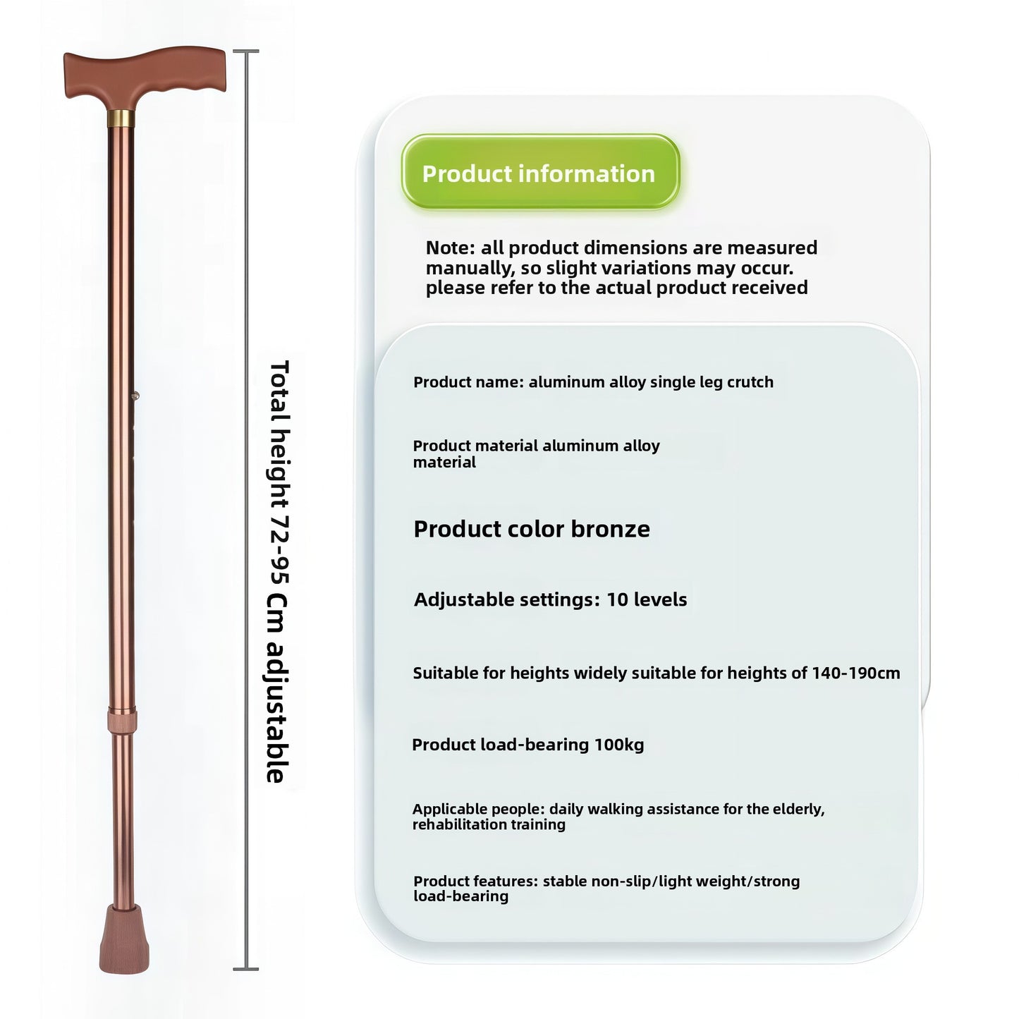 Crutches for the Elderly, Non-Slip Crutches, Thickened Stainless Steel Aluminum Alloy, Adjustable Telescopic Walking Sticks, Lightweight Hiking Sticks