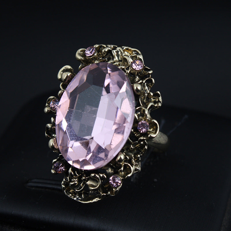 Crystal adjustable ring for women