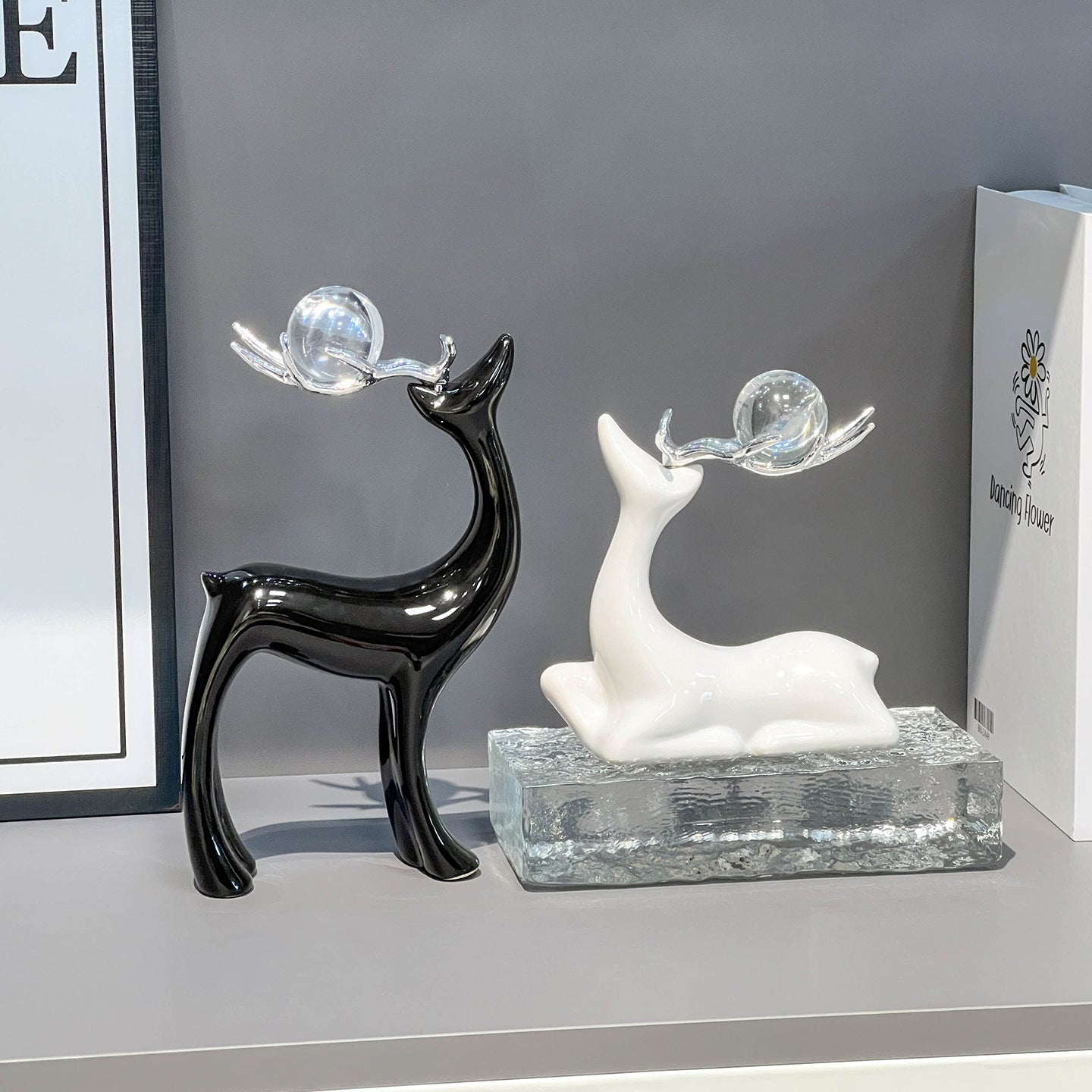 Crystal ball deer ornaments