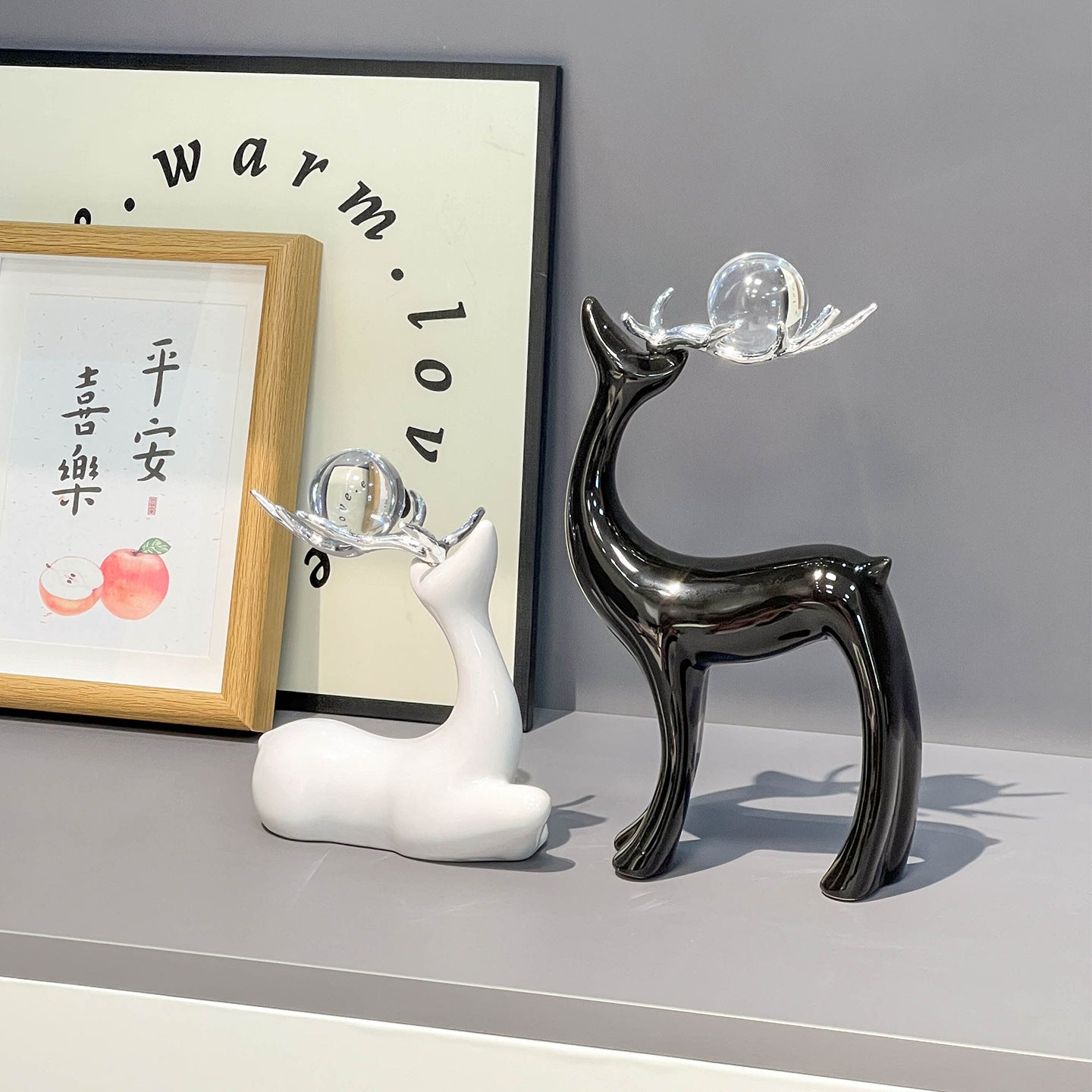 Crystal ball deer ornaments