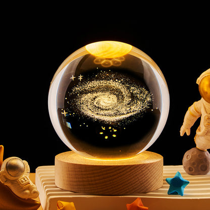 Crystal Ball Night Light with 3D Engraving and Luminous Base