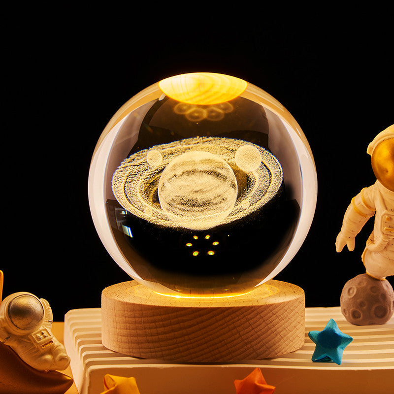 Crystal Ball Night Light with 3D Engraving and Luminous Base