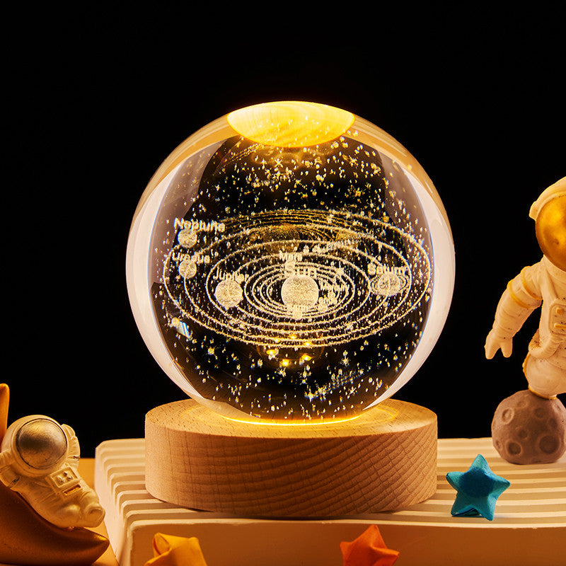 Crystal Ball Night Light with 3D Engraving and Luminous Base