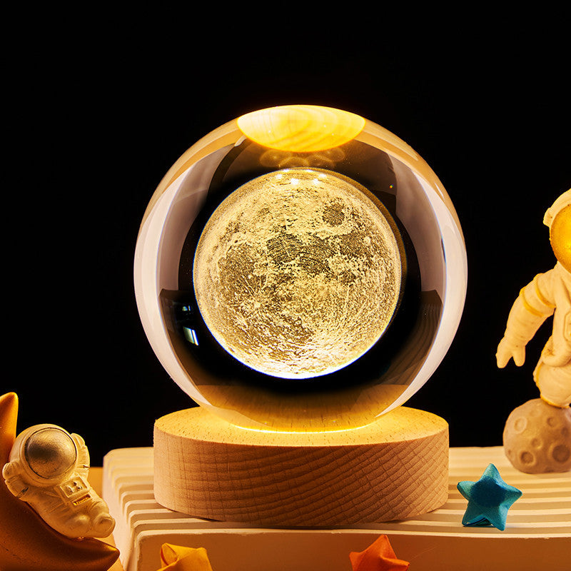 Crystal Ball Night Light with 3D Engraving and Luminous Base