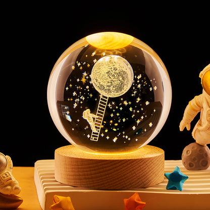 Crystal Ball Night Light with 3D Engraving and Luminous Base