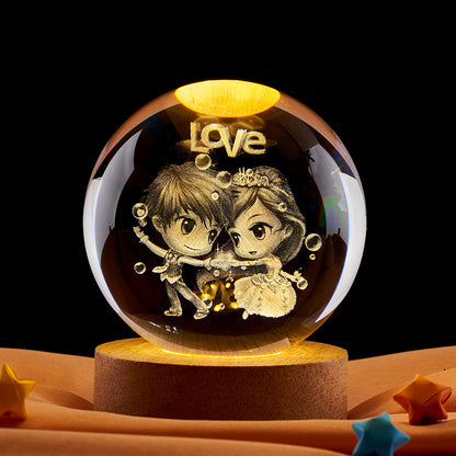 Crystal Ball Night Light with 3D Laser Carving