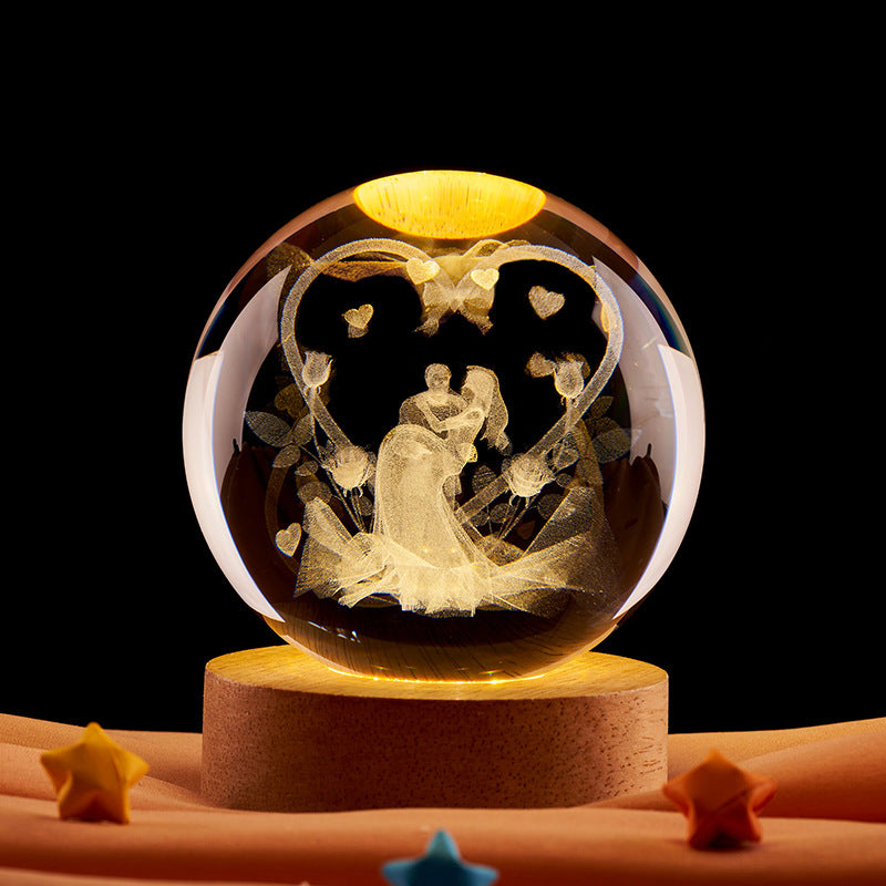 Crystal Ball Night Light with 3D Laser Carving