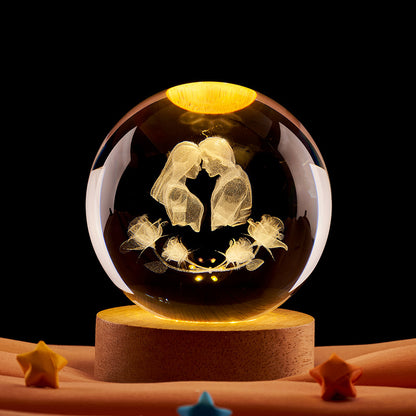 Crystal Ball Night Light with 3D Laser Carving