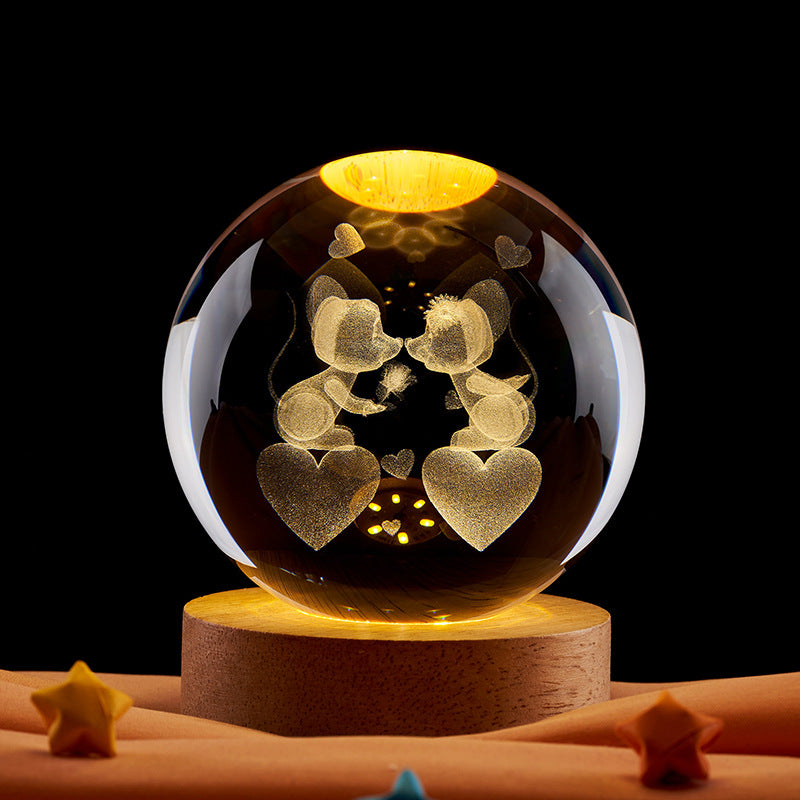 Crystal Ball Night Light with 3D Laser Carving