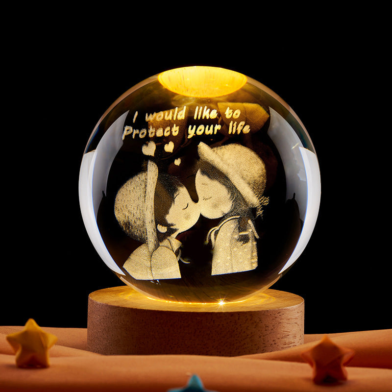 Crystal Ball Night Light with 3D Laser Carving