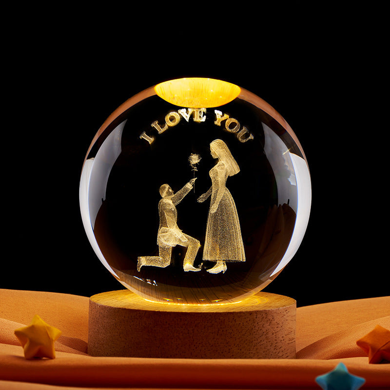 Crystal Ball Night Light with 3D Laser Carving