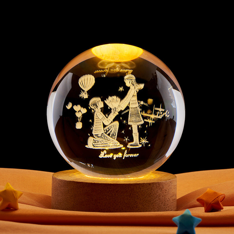 Crystal Ball Night Light with 3D Laser Carving