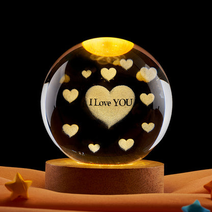 Crystal Ball Night Light with 3D Laser Carving