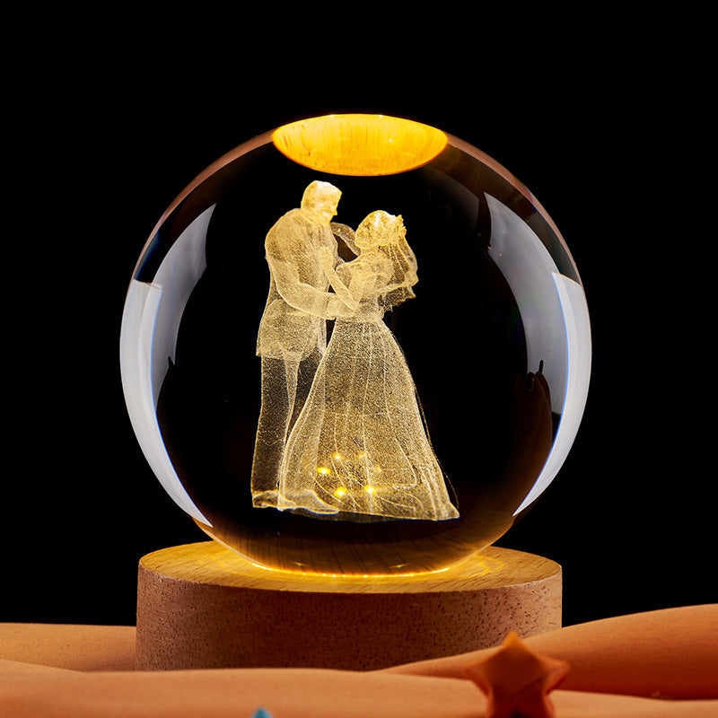 Crystal Ball Night Light with 3D Laser Carving
