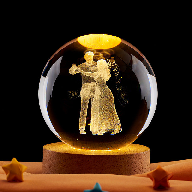 Crystal Ball Night Light with 3D Laser Carving