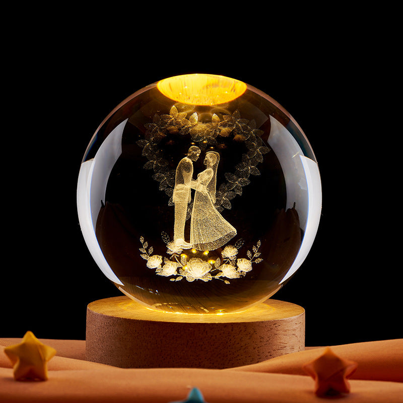 Crystal Ball Night Light with 3D Laser Carving