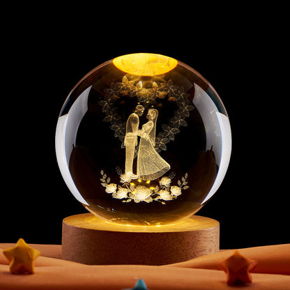 Crystal Ball Night Light with 3D Laser Carving