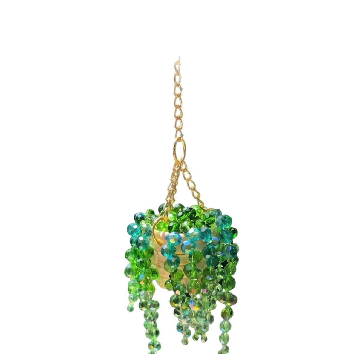 Crystal Bead Hanging Basket Car Mirror Decoration