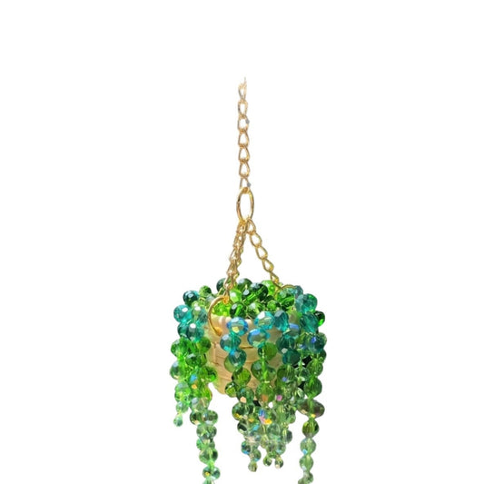 Crystal Bead Hanging Basket Car Mirror Decoration