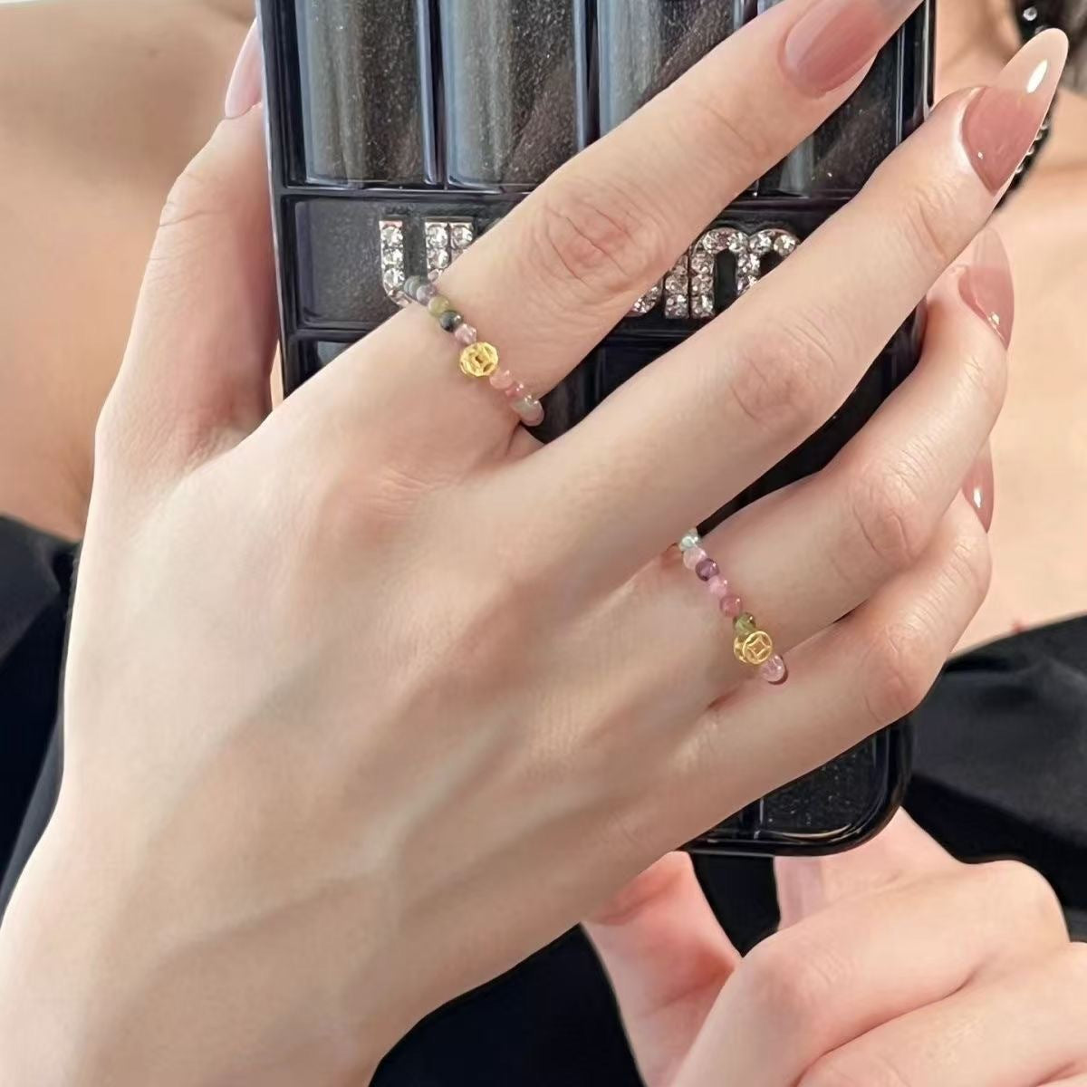 Crystal bead ring