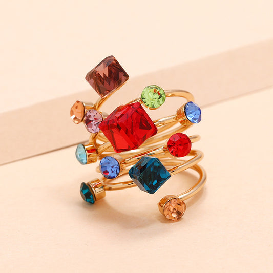 Crystal diamond ring