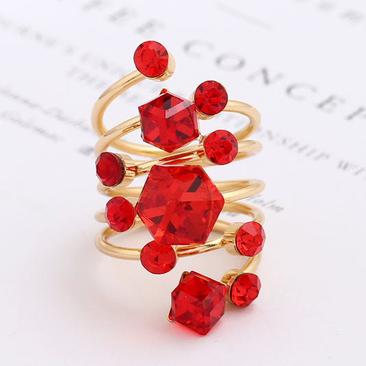 Crystal diamond ring