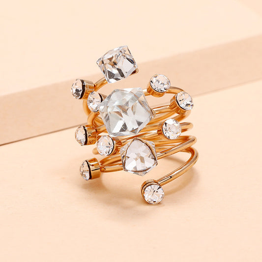 Crystal diamond ring