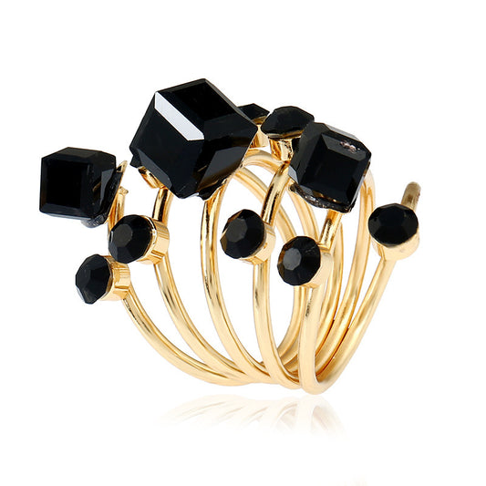 Crystal diamond ring