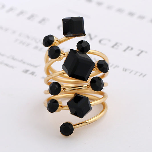 Crystal diamond ring