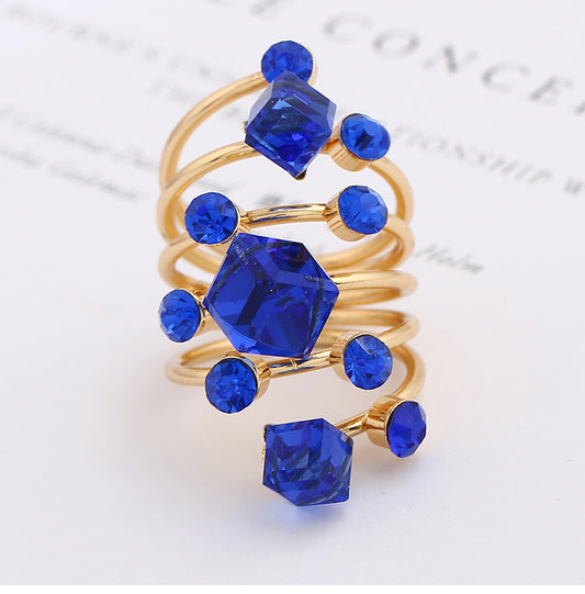 Crystal diamond ring