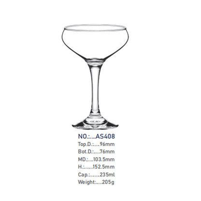 Crystal glass cocktail glass