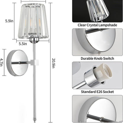 Crystal glass wall lamp