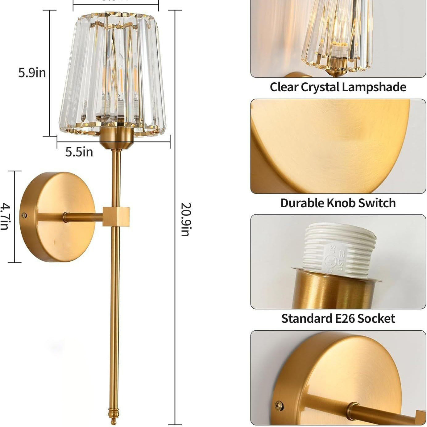 Crystal glass wall lamp