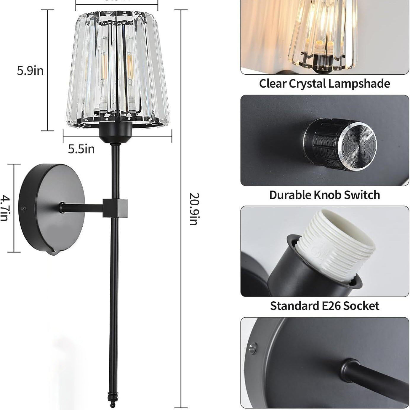 Crystal glass wall lamp