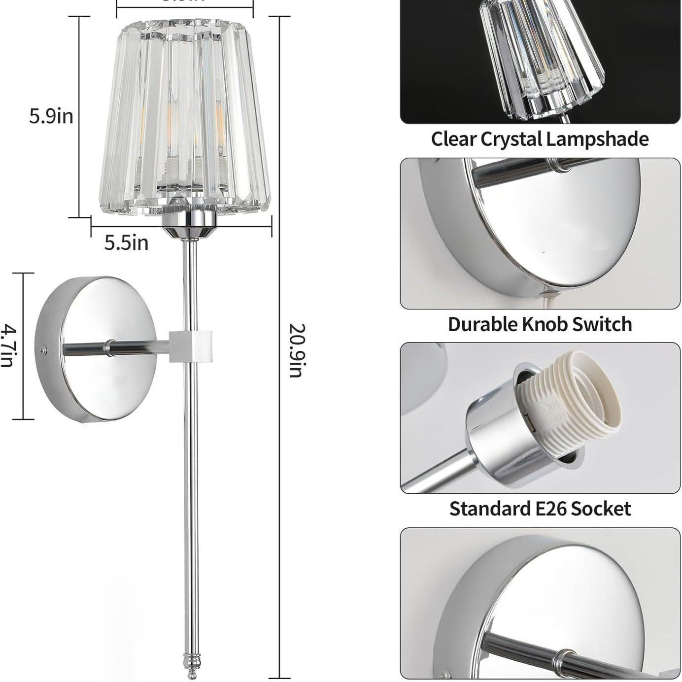 Crystal glass wall lamp