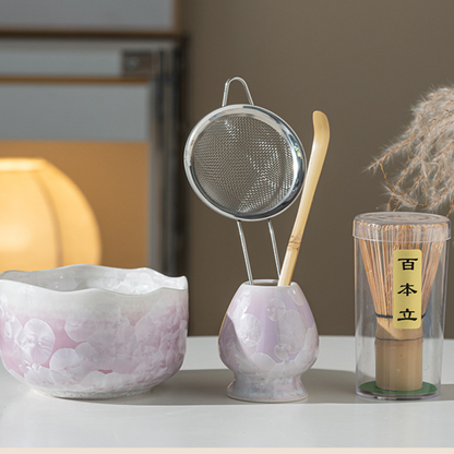 Crystal Glaze Matcha Bowl and Whisk Set