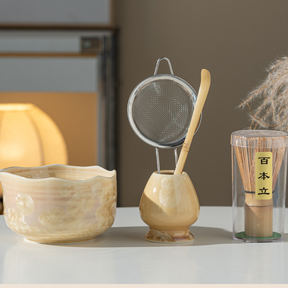 Crystal Glaze Matcha Bowl and Whisk Set