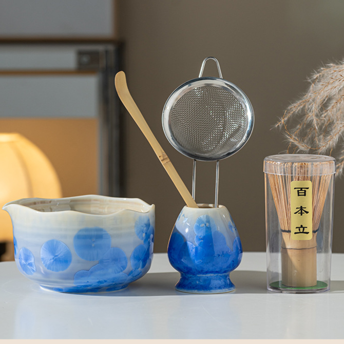 Crystal Glaze Matcha Bowl and Whisk Set