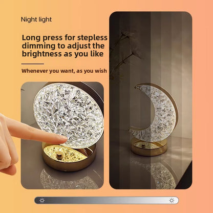 Crystal Moon Table Lamp with USB Charging