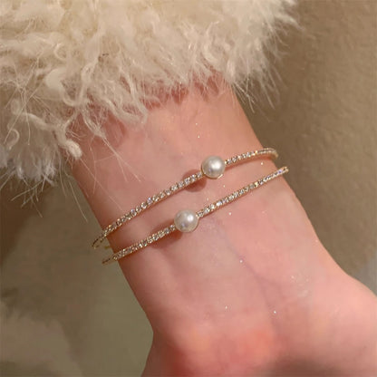 Crystal Pearl Couple Bracelet