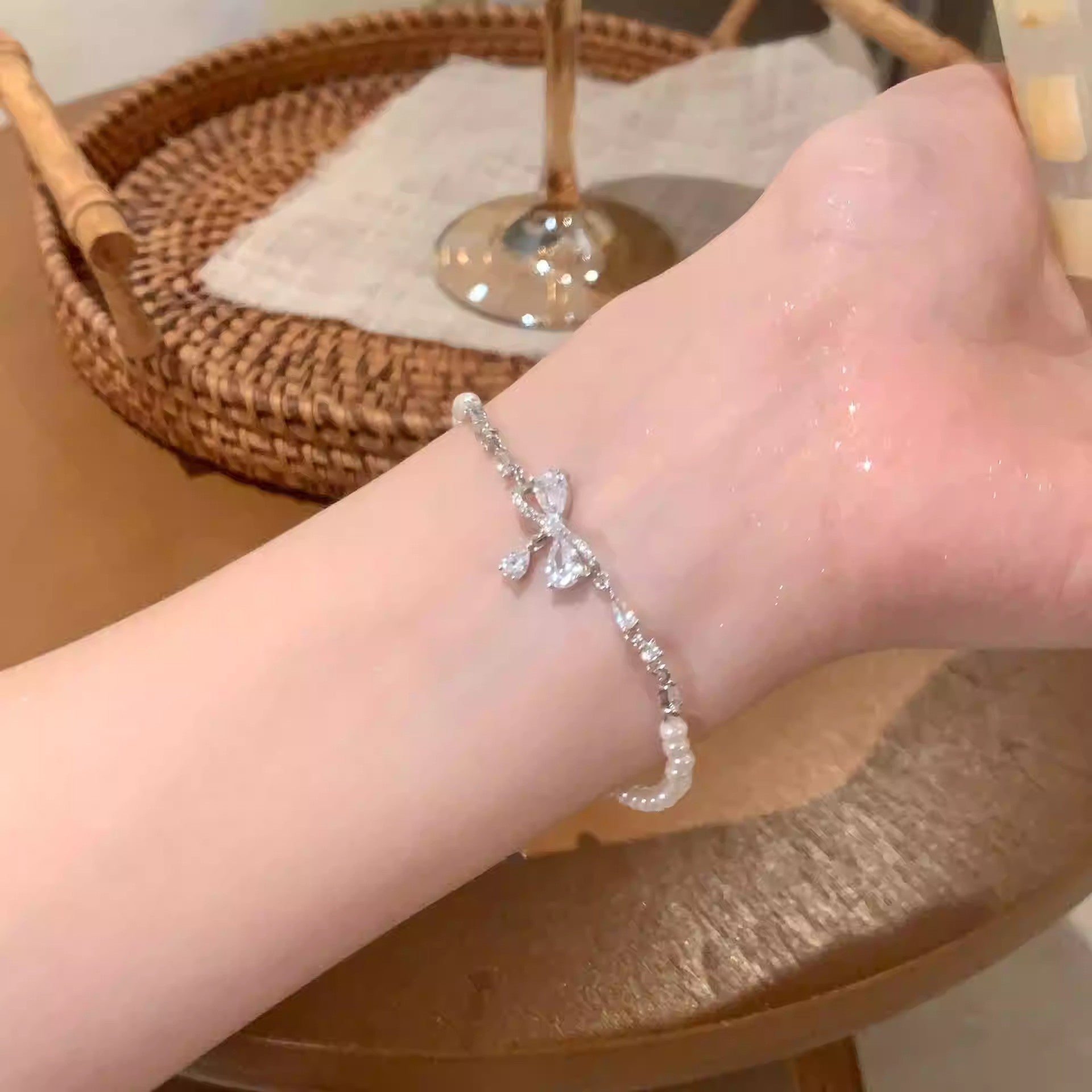 Crystal Pearl Couple Bracelet