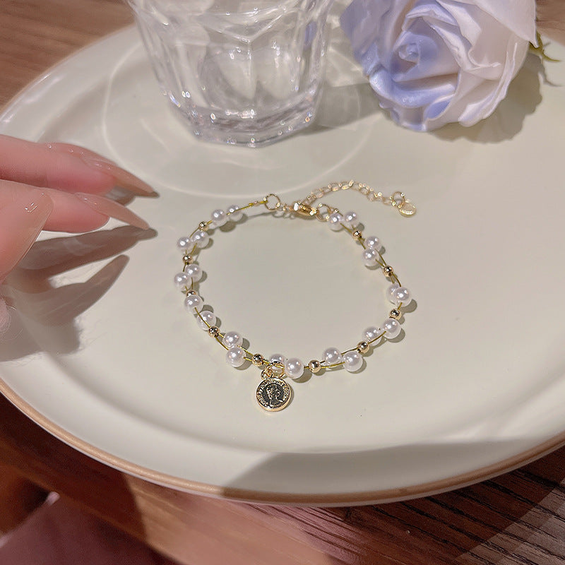 Crystal Pearl Couple Bracelet