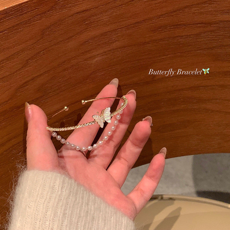 Crystal Pearl Couple Bracelet