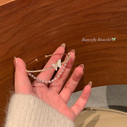 Crystal Pearl Couple Bracelet